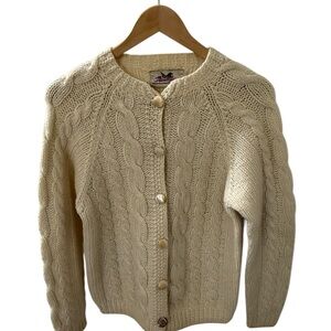 Danspin Hand Knitted in Denmark 100% Cable Knit Wool Sweater Size M Fisherman
